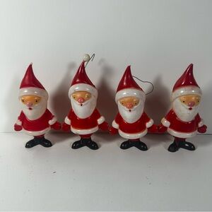 1950s Plastic Santa Rattle Ornament
Hard Plastic Christmas Tree Decoration